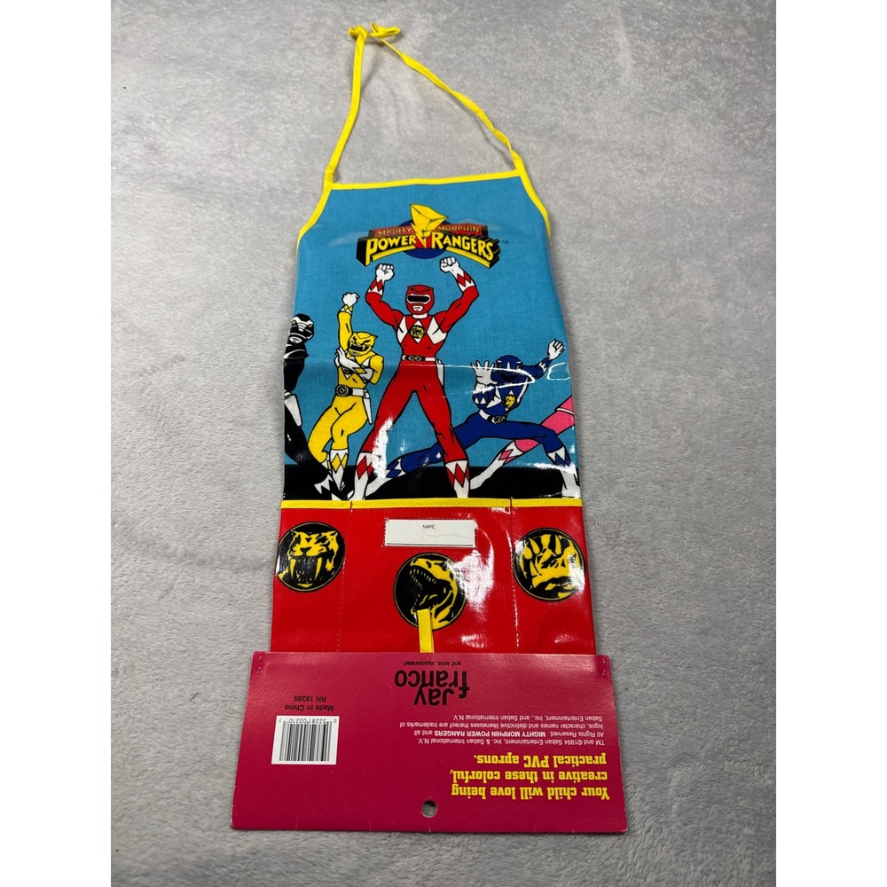 Jay Franco Power Rangers Kids OS Blue Vintage 1994 PVC Play Apron Art Smock 90s